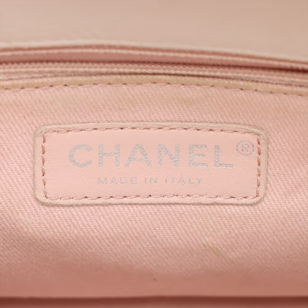 Chanel CC Logo Matelasse Caviar Skin Chain Shoulder Bag Beige x White