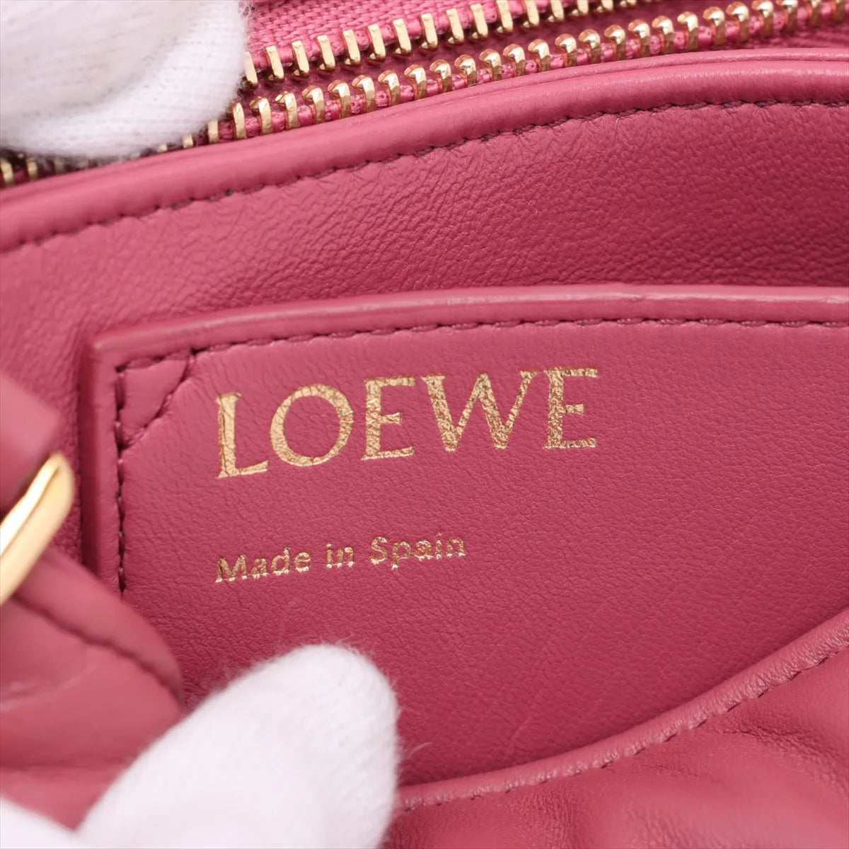Loewe Puffer Leather Chain Shoulder Bag Pink