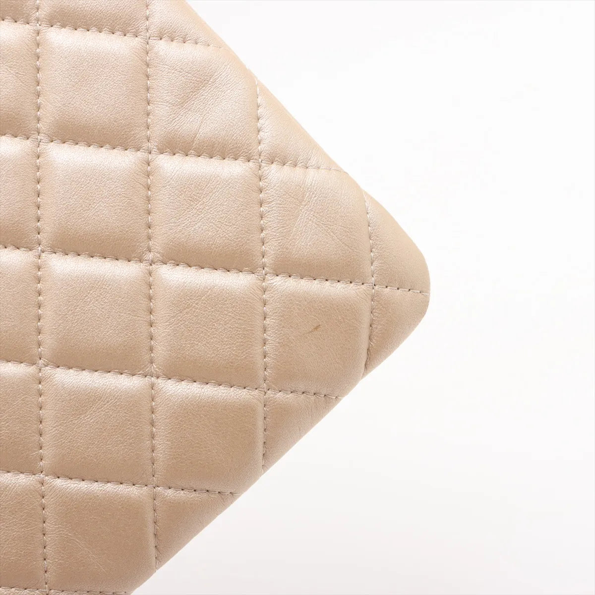 Chanel CC Logo Matelasse Lambskin Clutch Bag Beige