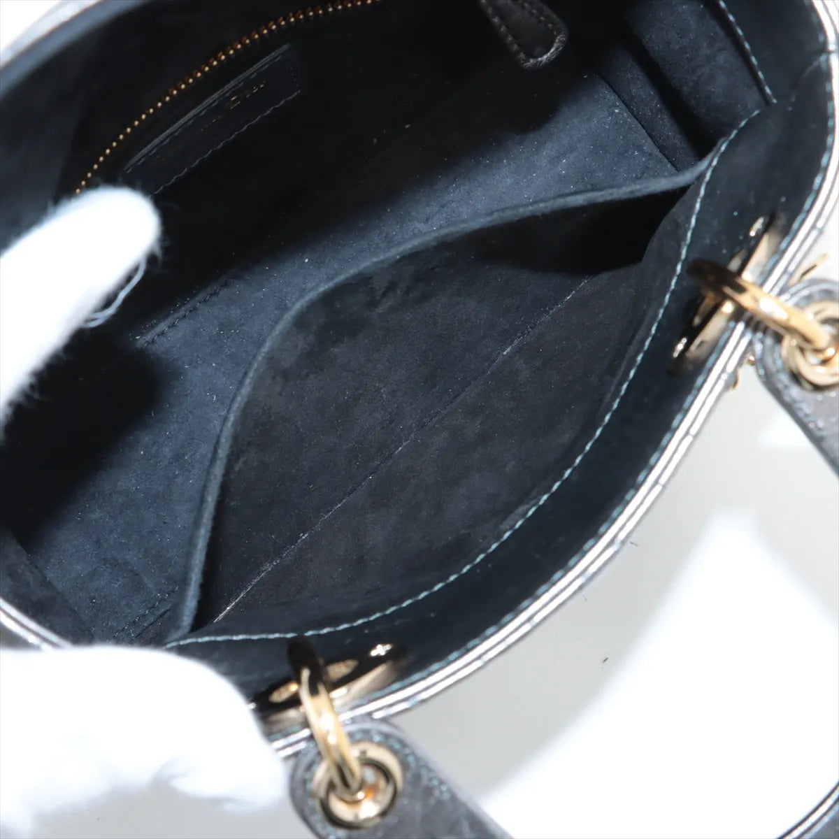 Christian Dior My Lady Dior Cannage Shoulder Bag Metallic Gray