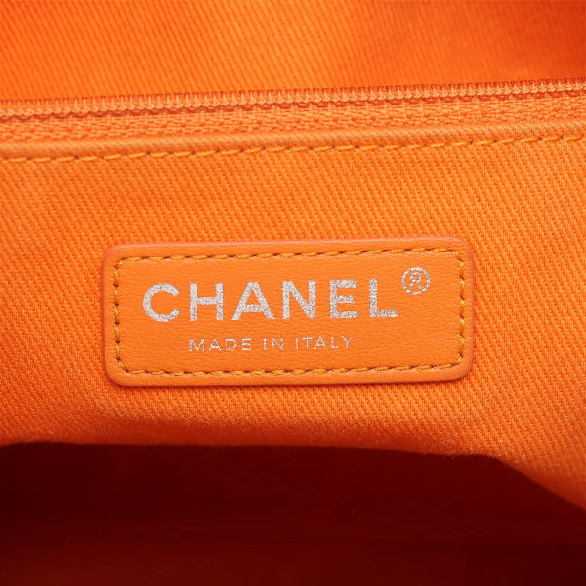 Chanel Deauville MM Canvas Leather Chain Tote Bag Orange