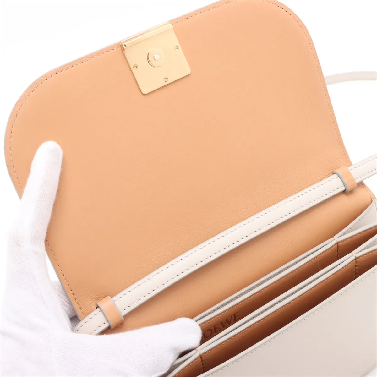 Loewe Goya Small Leather Shoulder Bag Beige