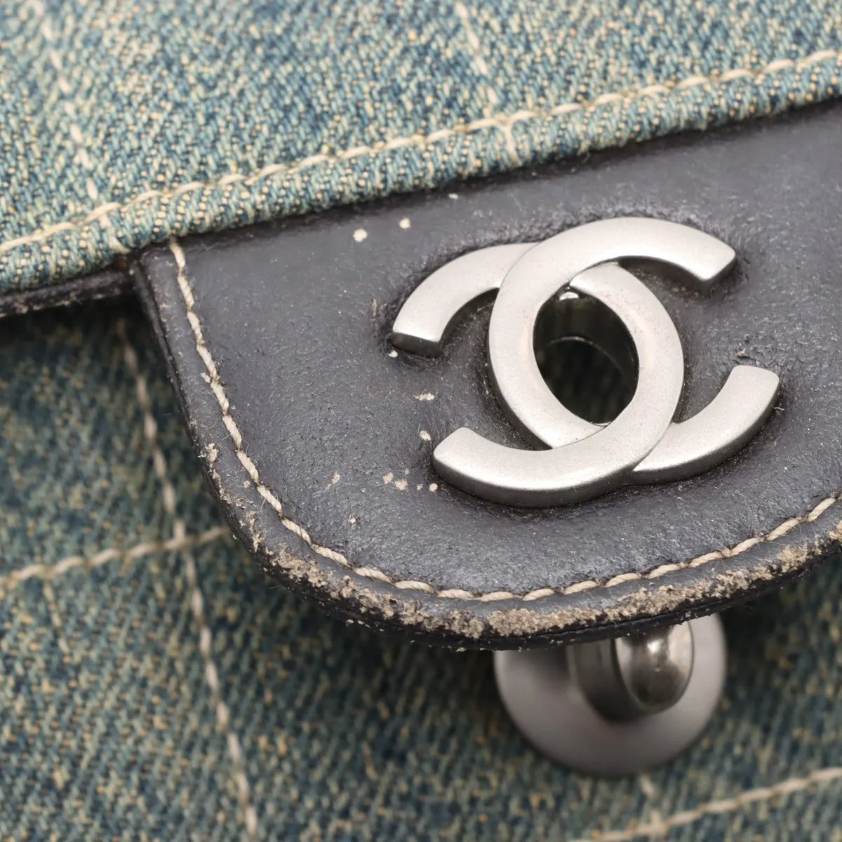 Chanel Chocolate Bar Denim Chain Shoulder Bag Blue