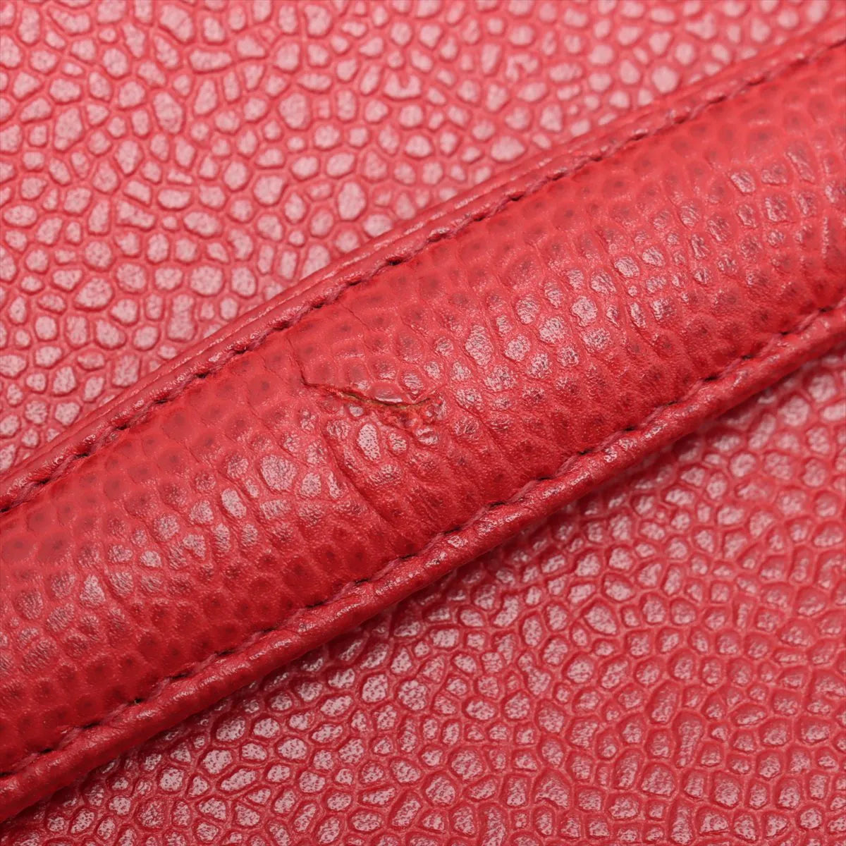 Chanel CC Logo Caviar Skin Vanity Bag Red