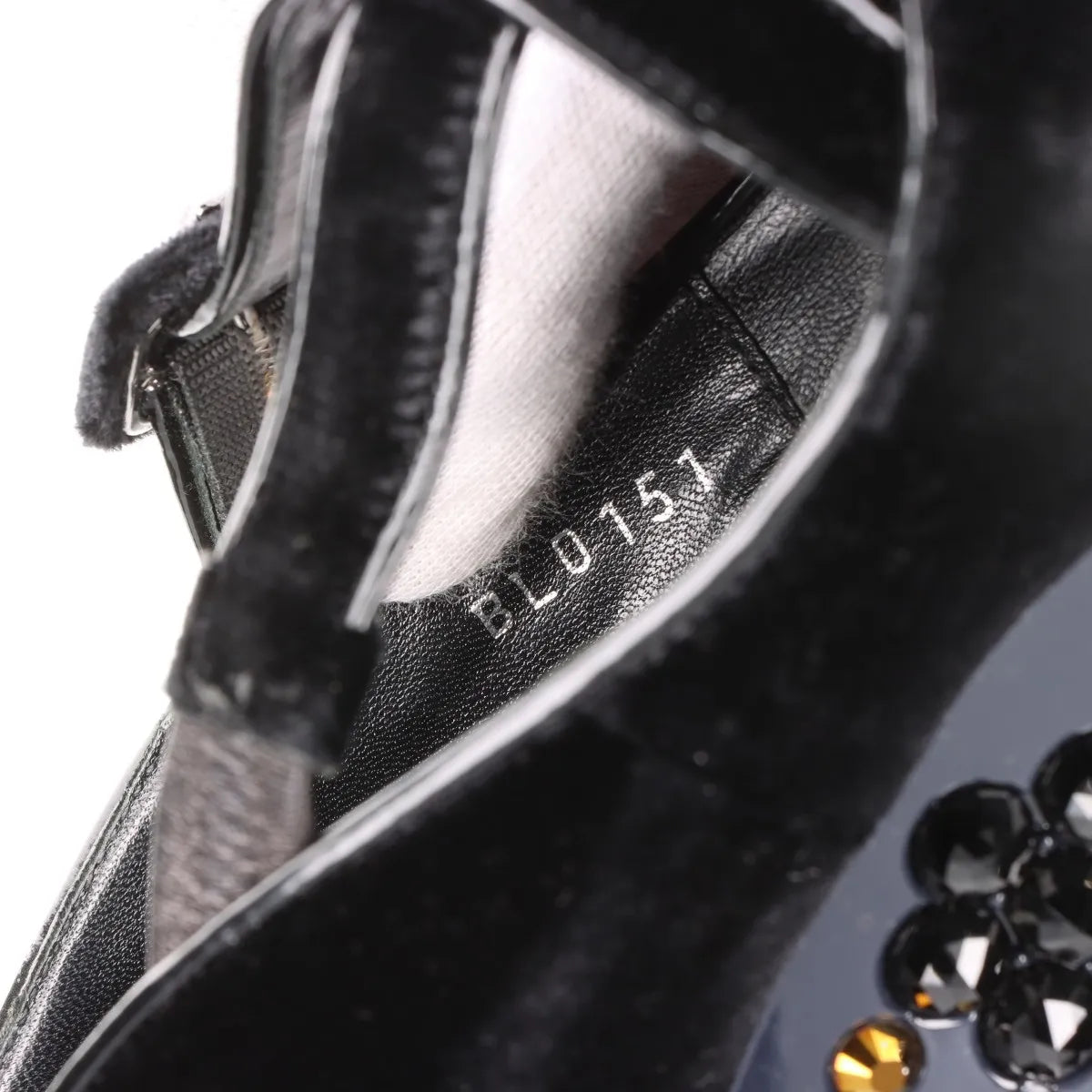Louis Vuitton Veau Velours Strap Wedge Stud Pumps Black
