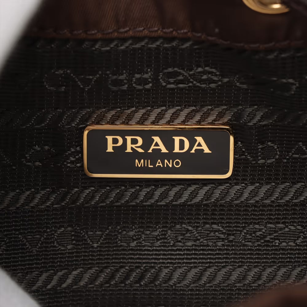 Prada Tessuto Nylon x Leather Two-Way Bucket Bag Brown
