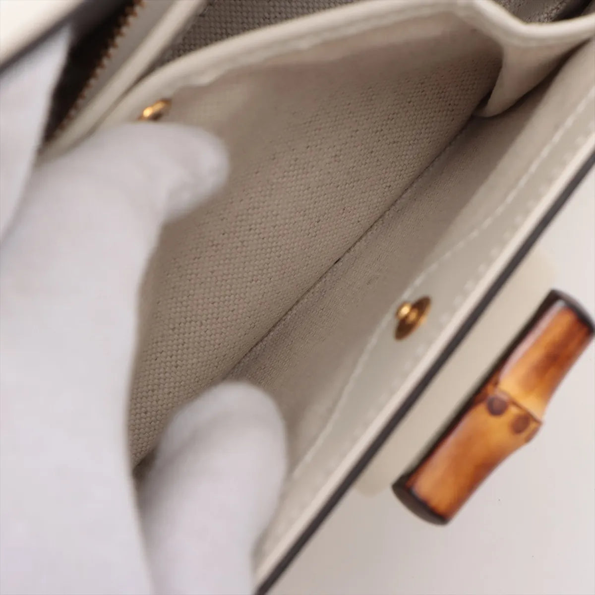 Gucci Bamboo Leather Two-Way Shoulder Bag White
