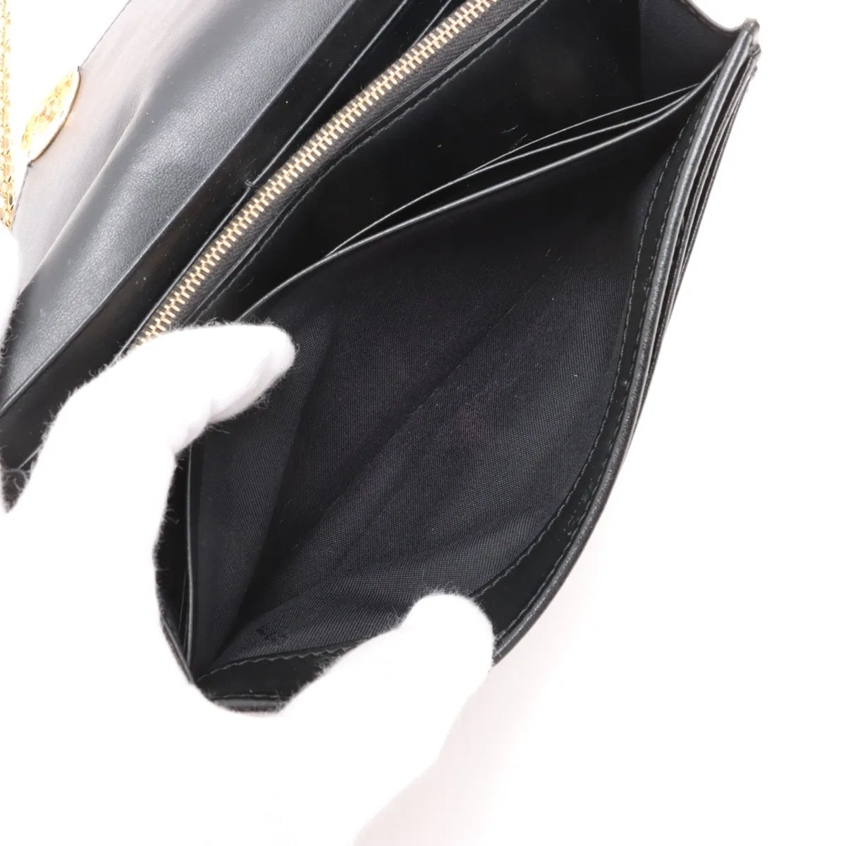Fendi Leather Wallet on Chain Black