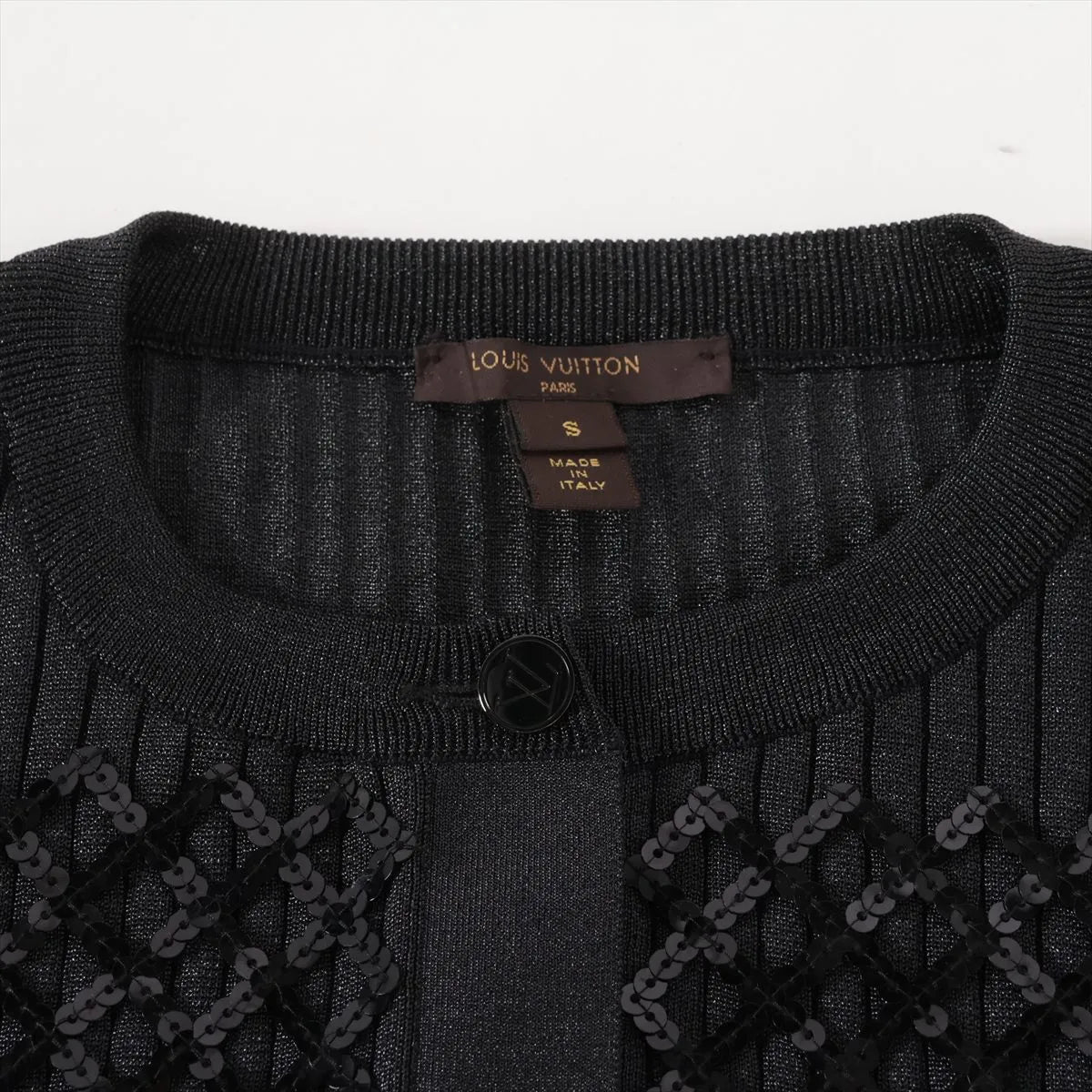 Louis Vuitton Sequins Polyester Long Sleeve Dress Black