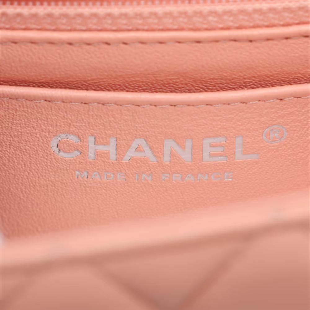 Chanel CC Logo Mini Matelasse 20 Lambskin Single Flap Single Chain Bag Pink Beige
