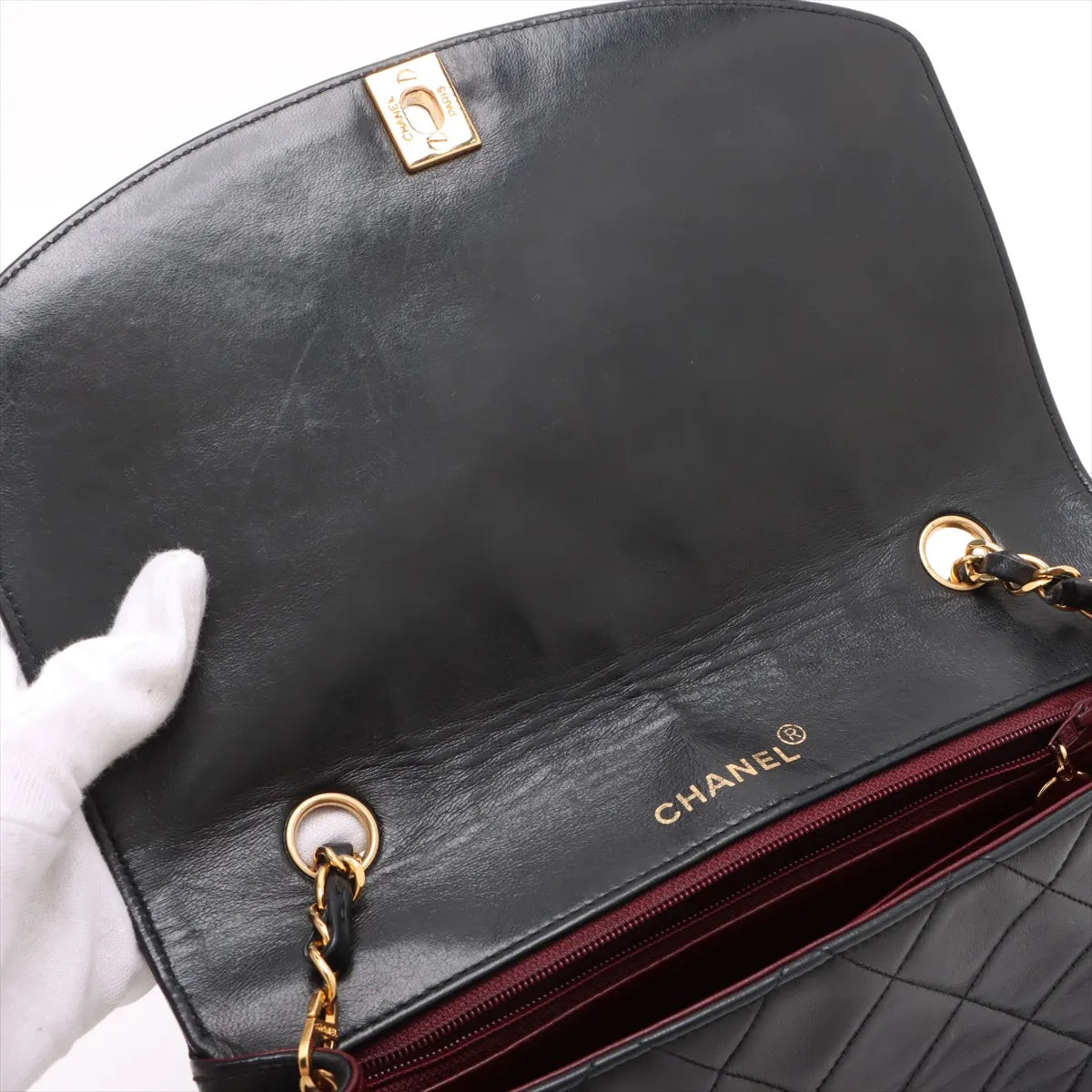 Chanel Diana Matelasse Lambskin Single Flap Single Chain Bag Black