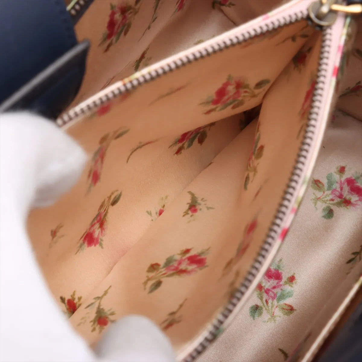Gucci GG Marmont Chevron Floral Denim x Leather Two-Way Shoulder Bag