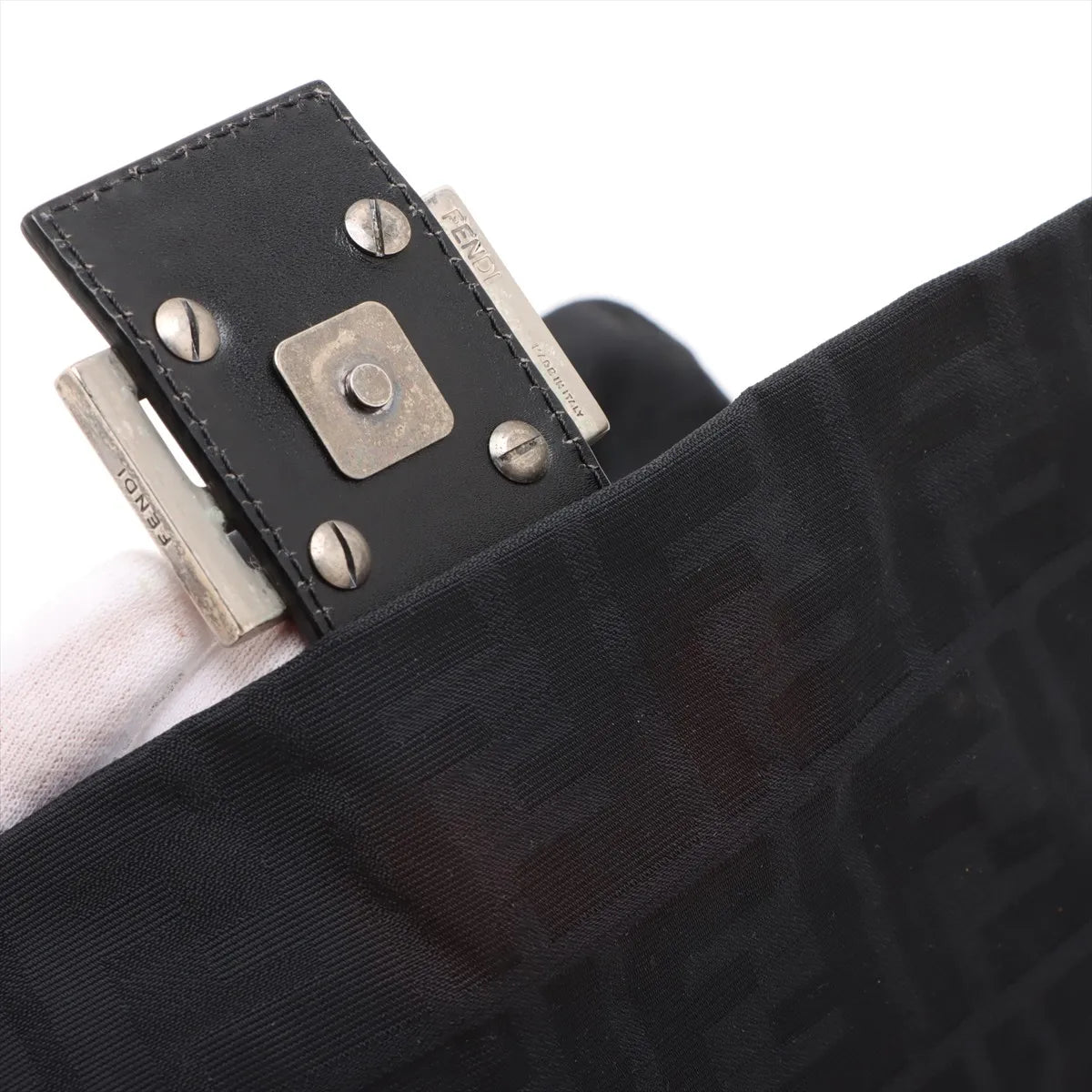 Fendi Zucca Mamma Baguette Shoulder Bag Black