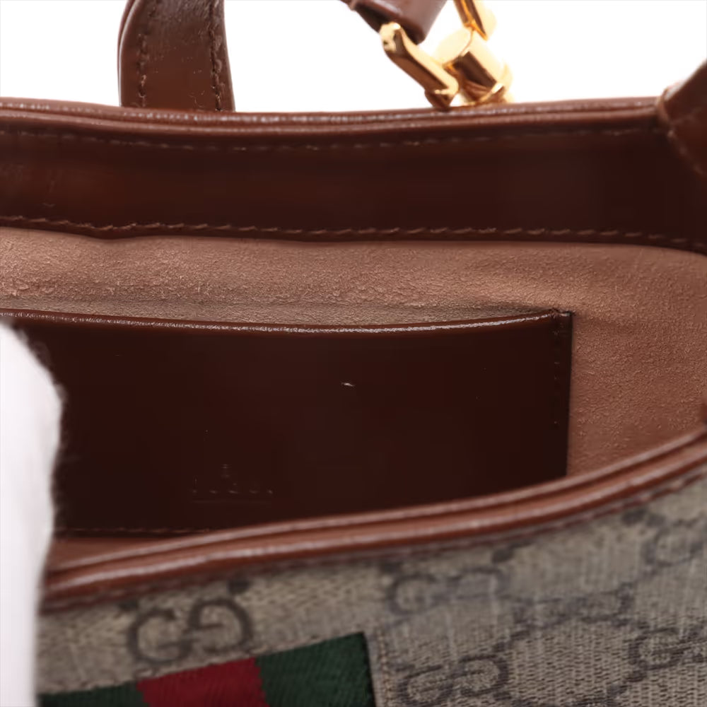 Gucci Jackie 1961 GG Supreme Leather Shoulder Bag Brown x Beige