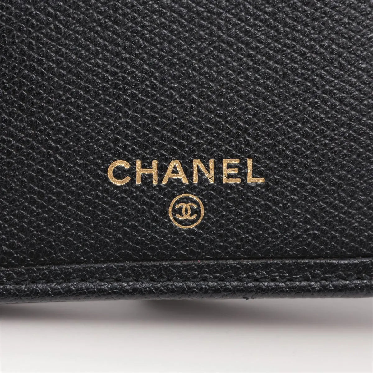 Chanel CC Logo Button Leather Long Wallet Black