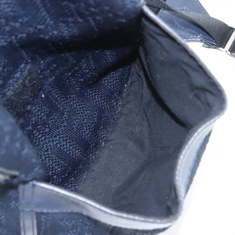 Fendi FF Jacquard Medium Canvas Leather Backpack Navy Blue