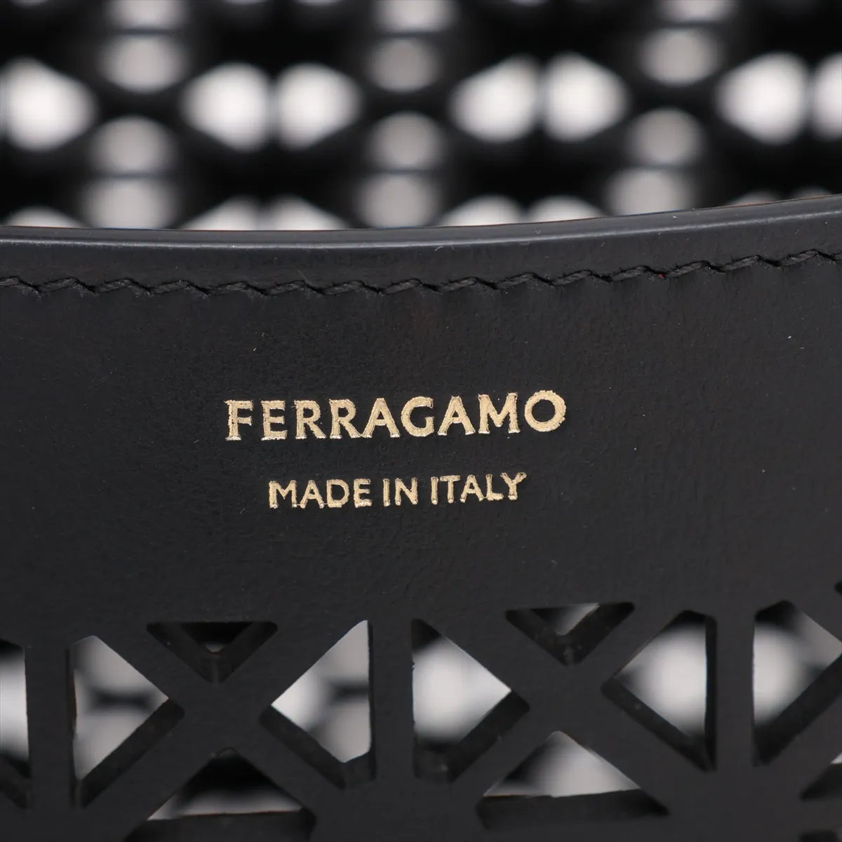 Ferragamo Hug Lazer-cut Panels Leather Two-Way Handbag Black