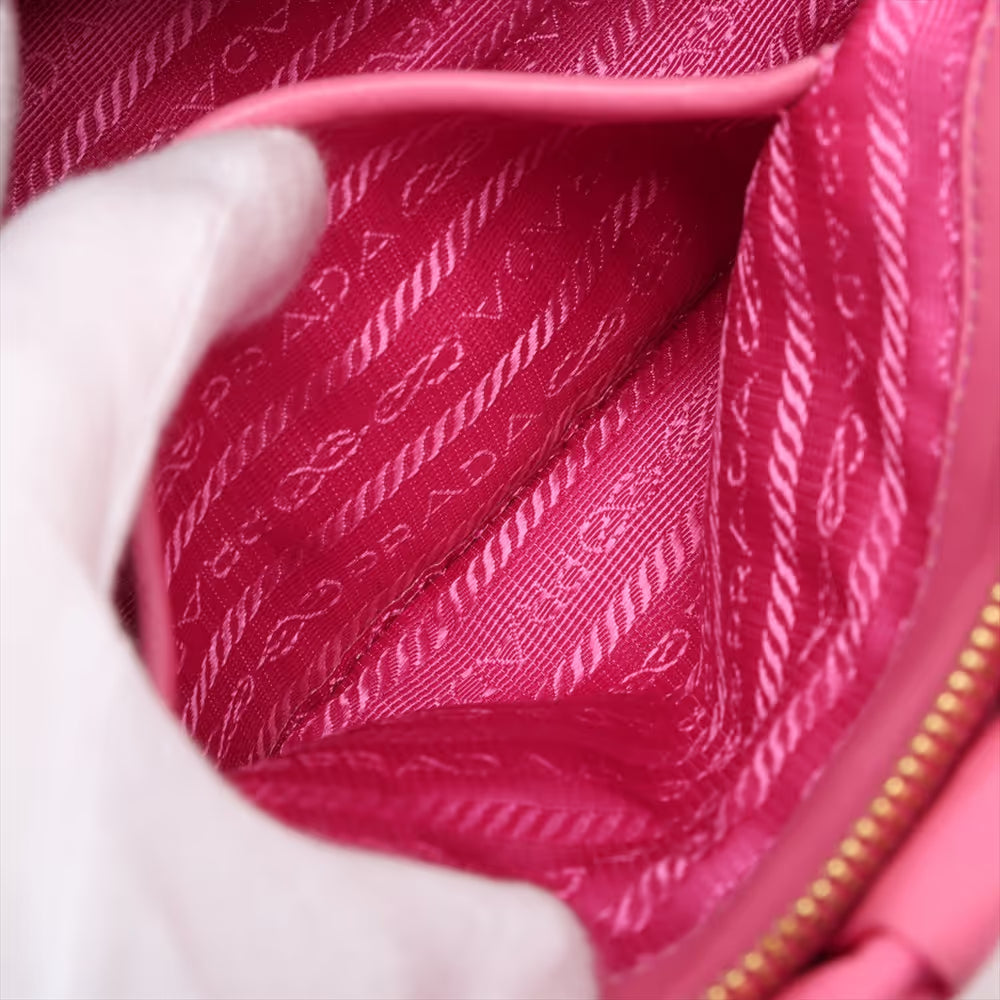 Prada Tessuto Nylon Leather Two-Way Handbag Pink