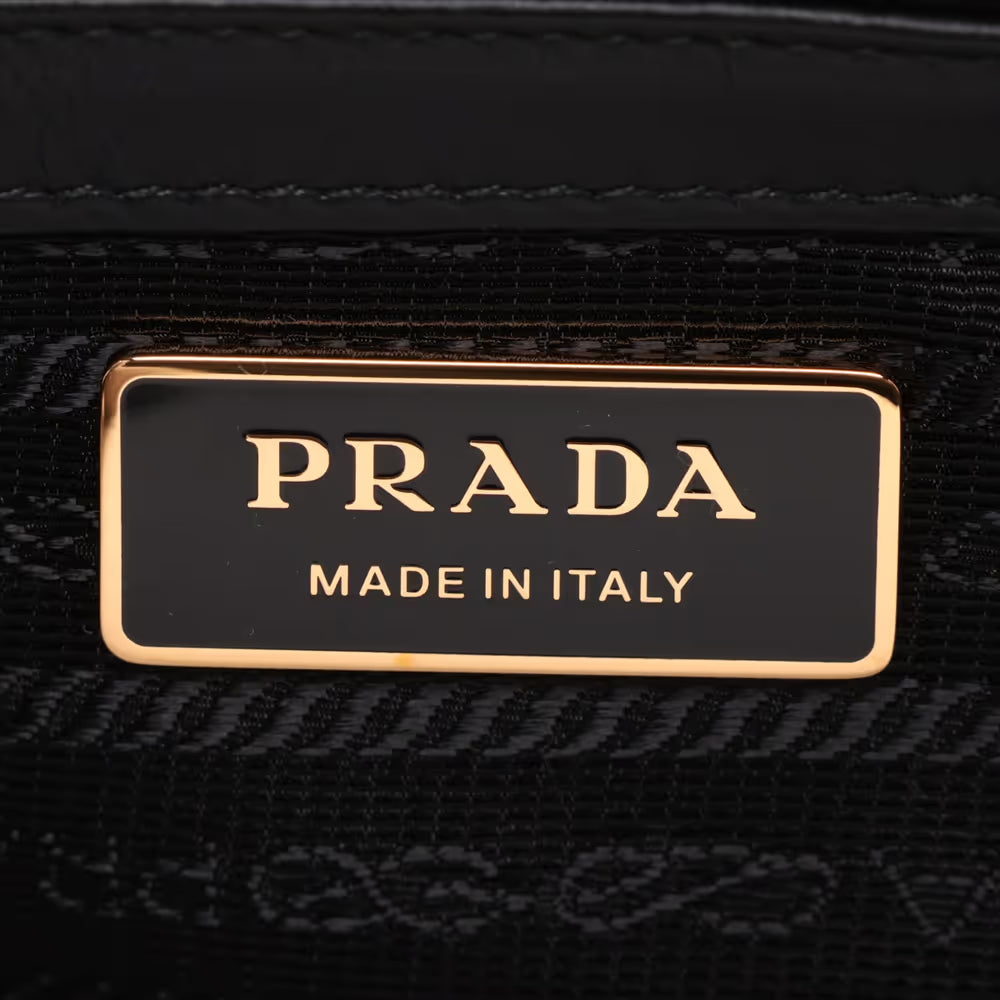 Prada Tessuto Nylon Leather Shoulder Bag Black