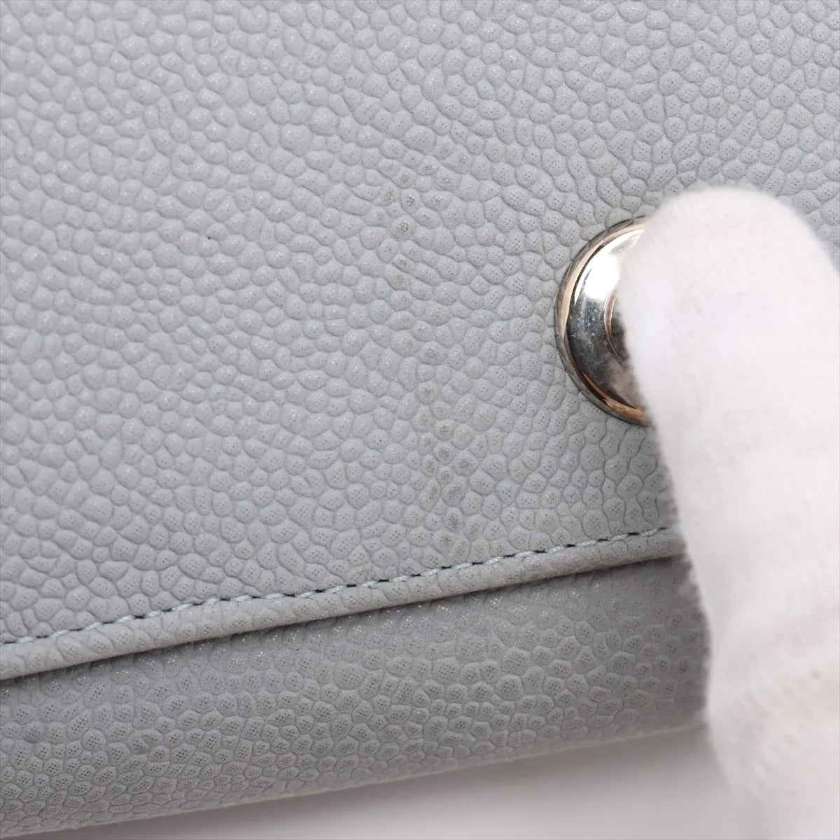 Chanel Boy Large Caviar Skin Chain Shoulder Bag Blue Gray