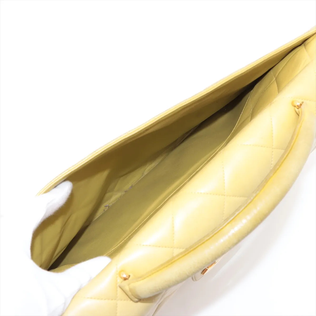 Chanel CC Logo Matelasse Lambskin Business Bag Yellow