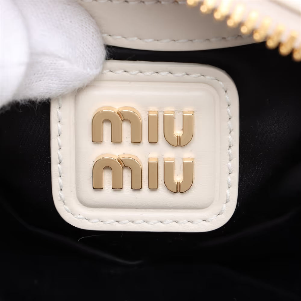Miu Miu Arcadie Leather Two-Way Handbag White