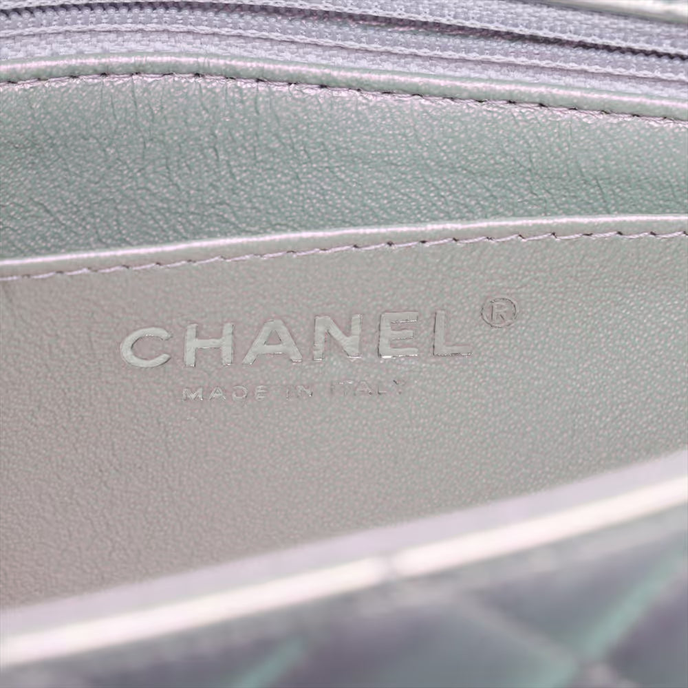 Chanel CC Logo Mini Matelasse 20 Leather Single Flap Single Chain Bag Silver