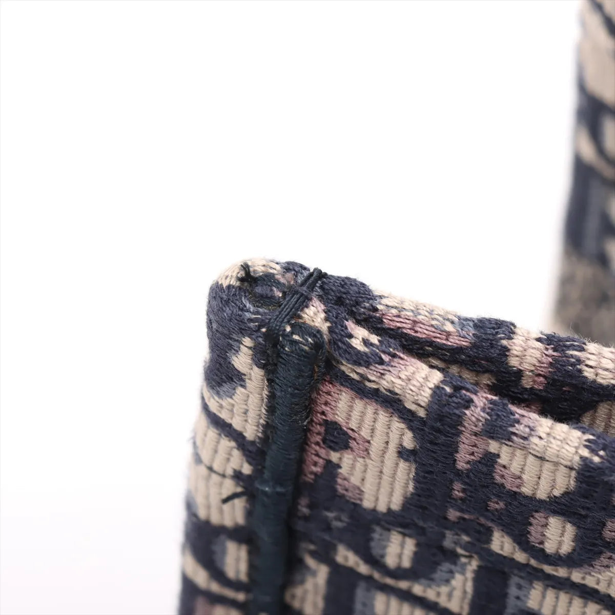 Christian Dior Oblique Book Tote Medium Canvas Bag Navy Blue