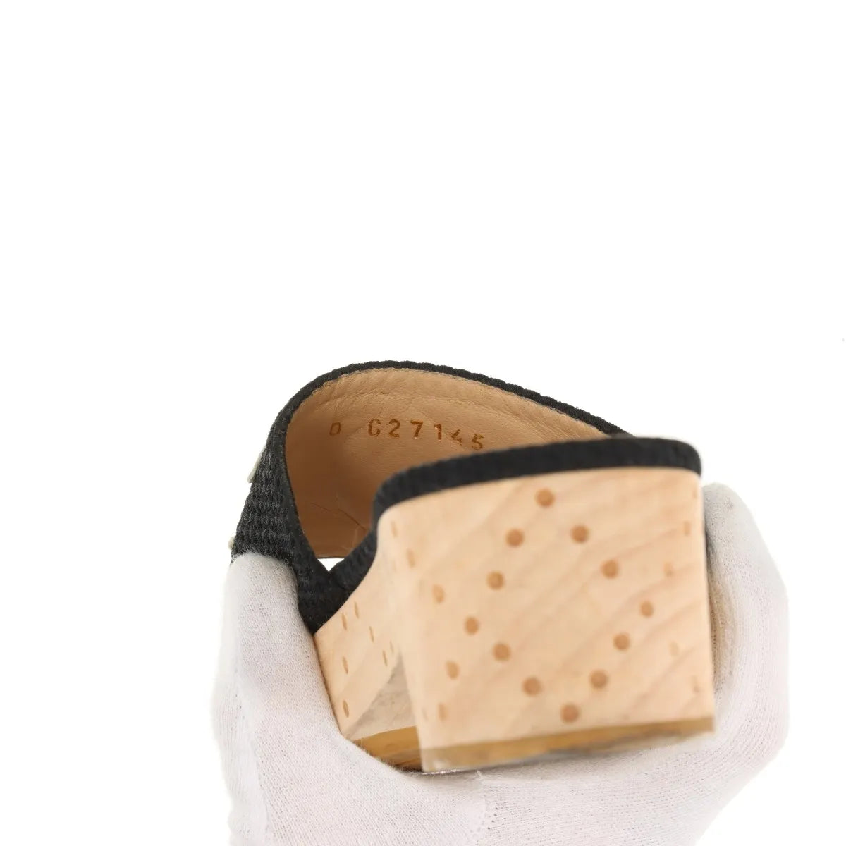 Chanel CC Logo Fabric Block Sandal Black