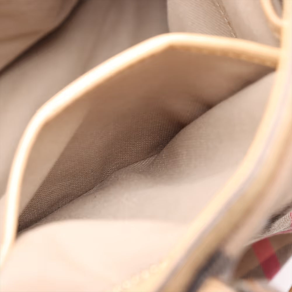 Burberry Nova Check Canvas Leather Two-Way Handbag Beige