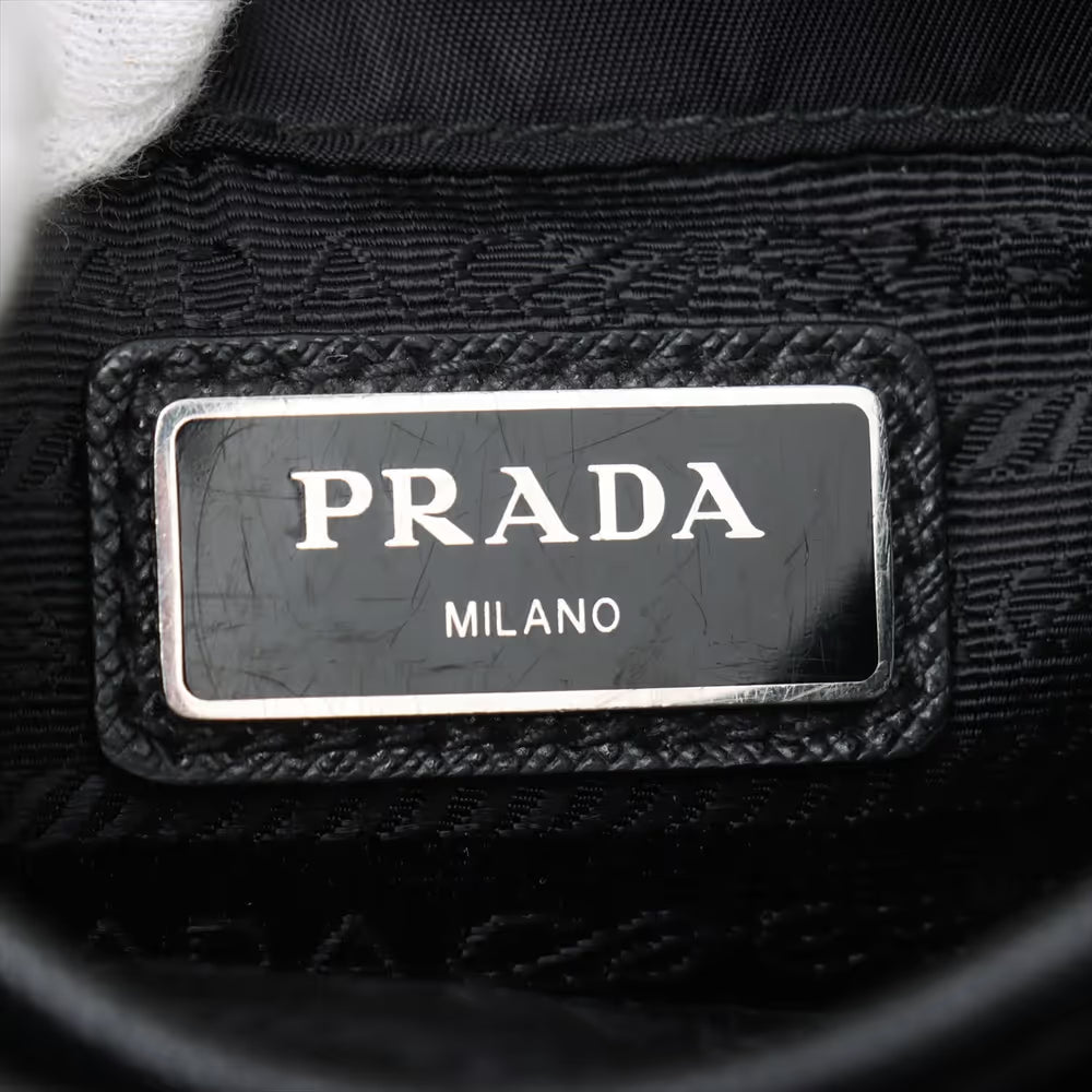 Prada Tessuto Nylon Leather Shoulder Bag Black