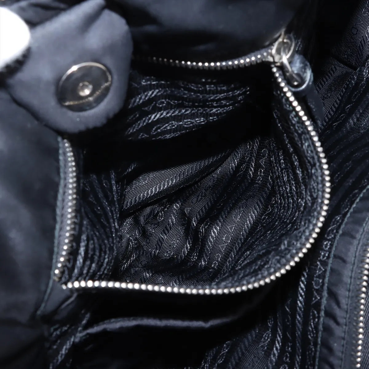 Prada Tessuto Bomber Nylon Leather Handbag Black