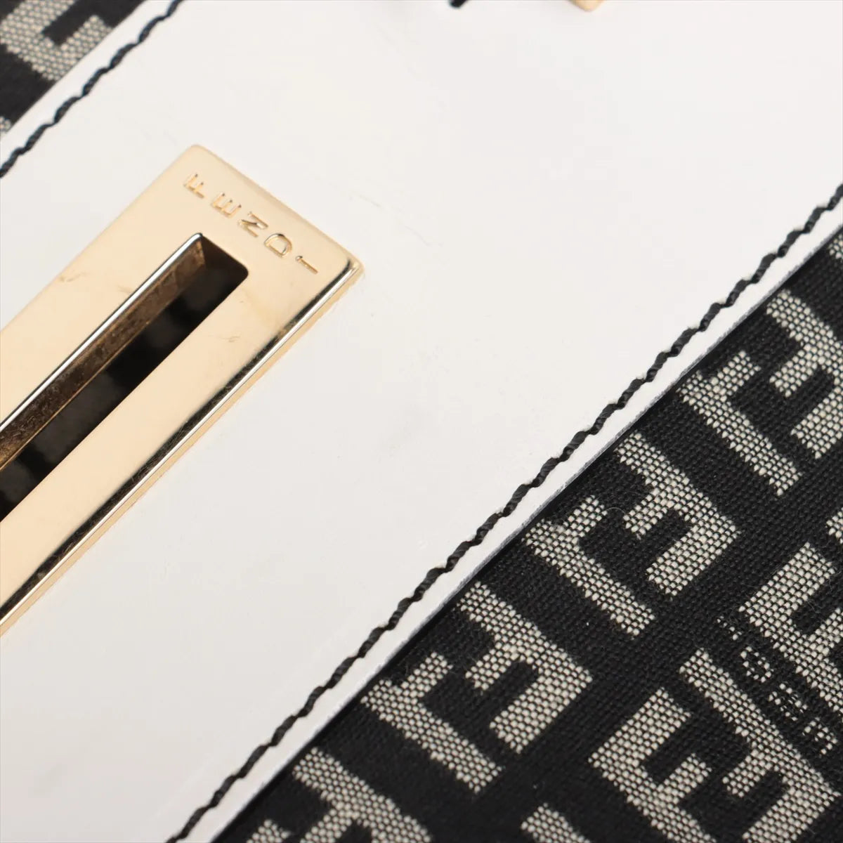Fendi Zucchino Canvas Leather Tote Bag Black x White