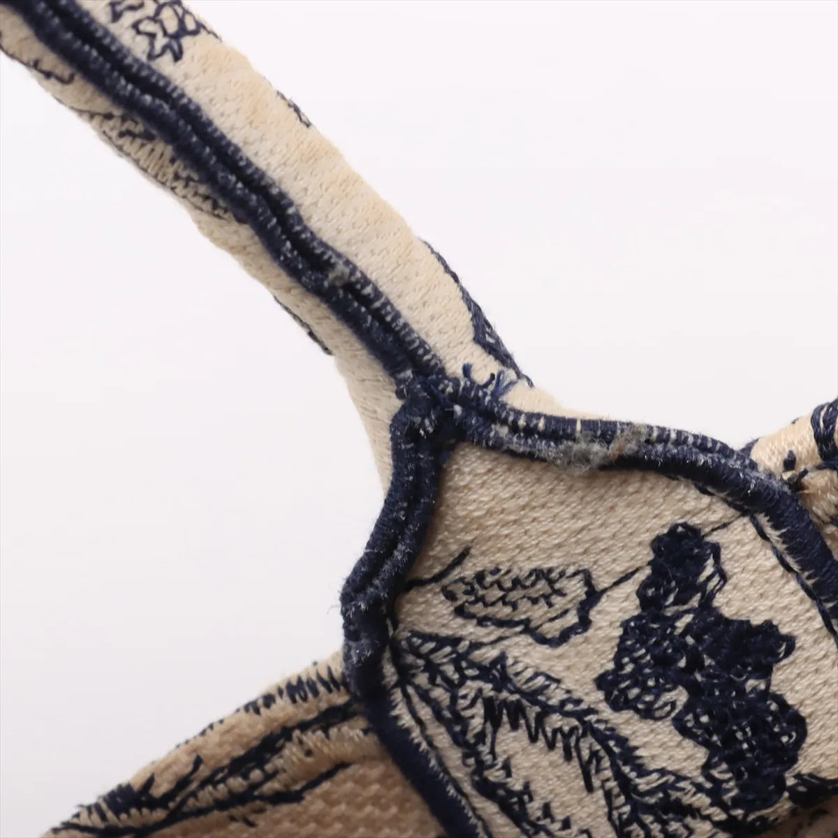 Christian Dior Toile De Jouy Embroidery Medium Canvas Book Tote Bag White x Blue