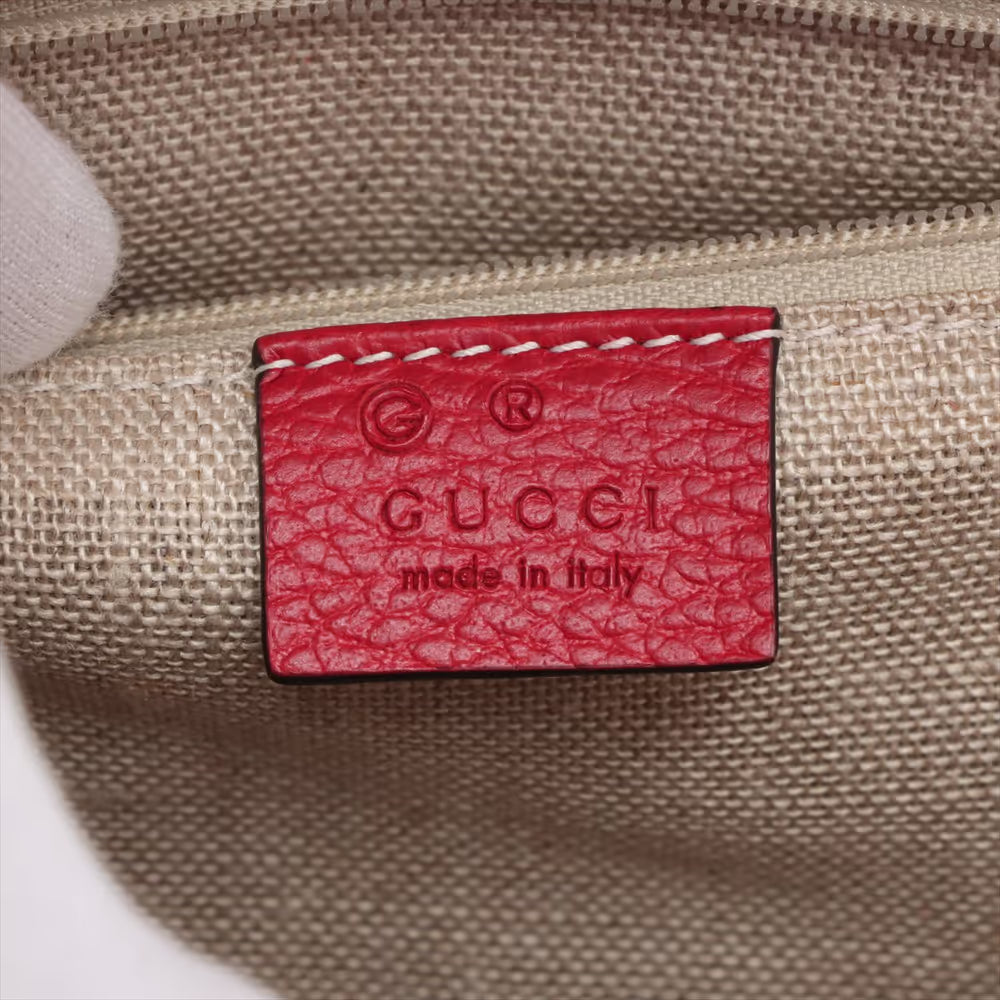 Gucci Interlocking GG Logo Leather Chain Shoulder Bag Red