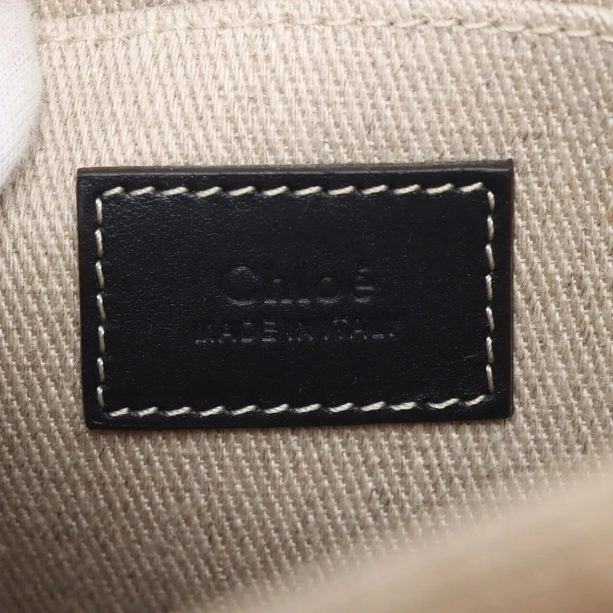 Chloe Woody Small Canvas Leather Two-Way Handbag Beige x Black