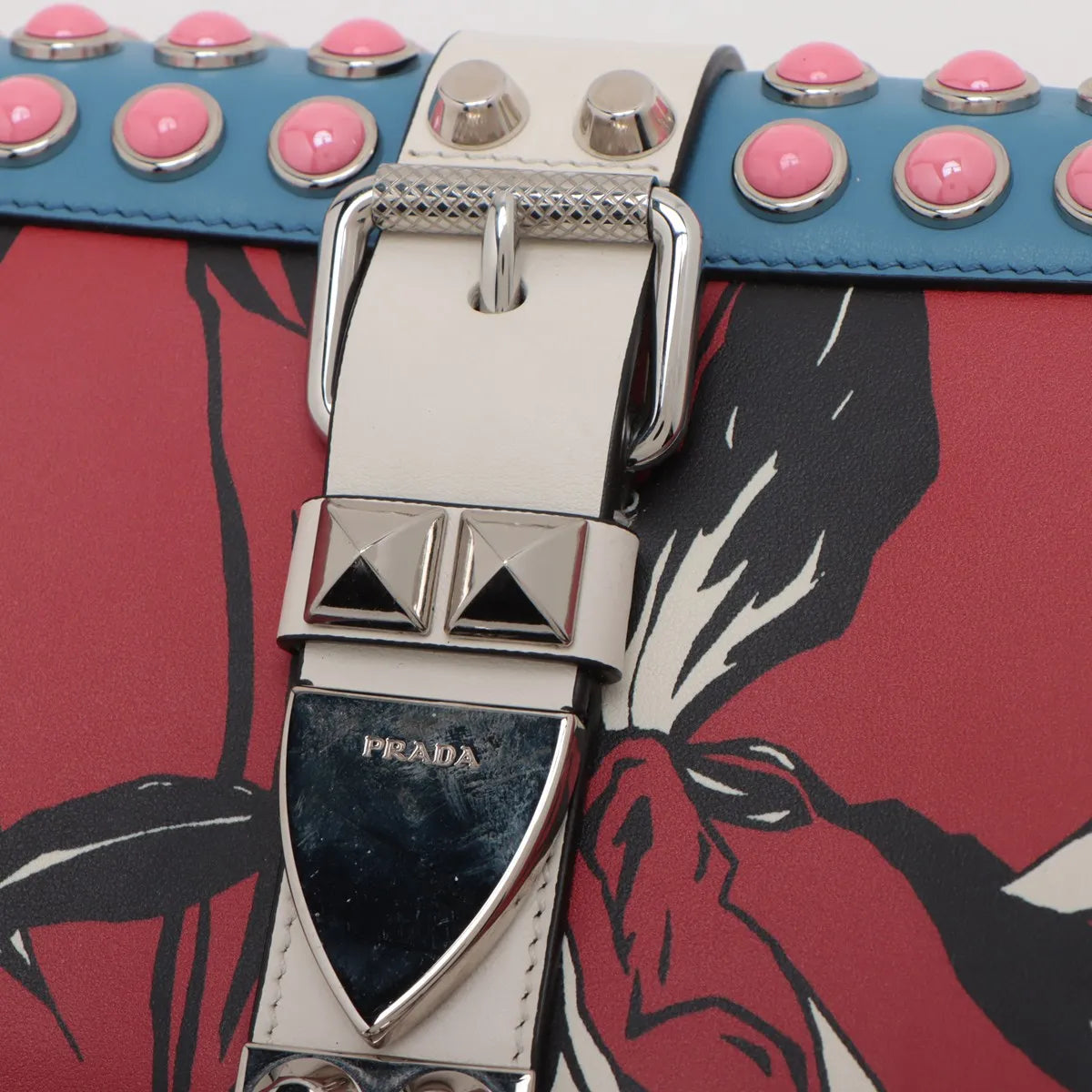 Prada Leather x Studs Shoulder Bag Multicolor