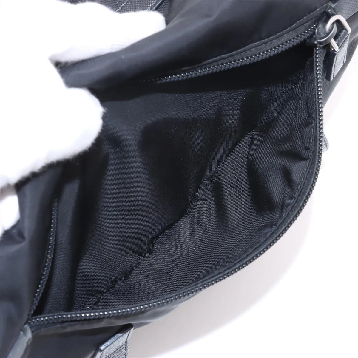 Prada Tessuto Nylon Leather Shoulder Bag Black