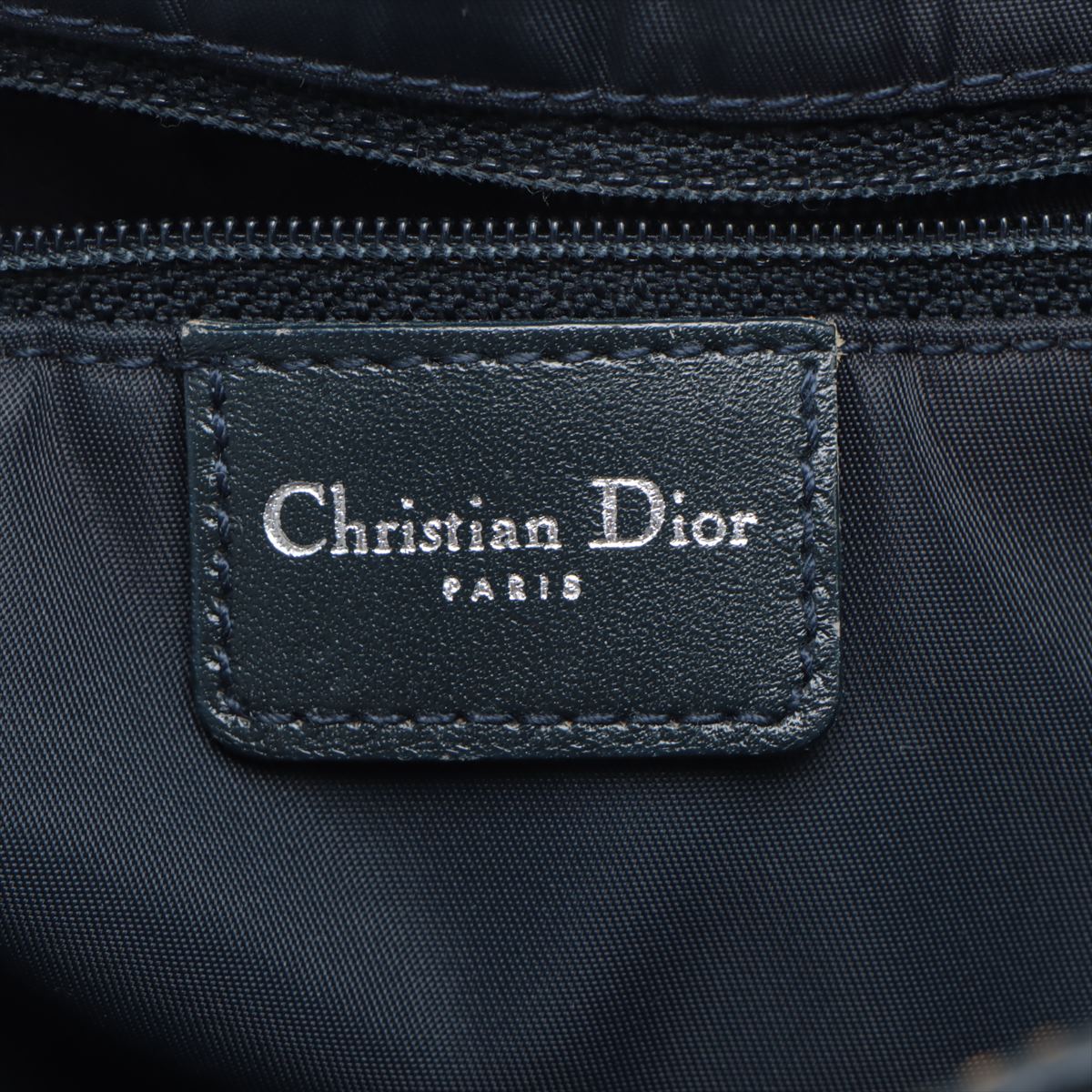 Christian Dior Trotter Canvas Leather Tote Bag Navy Blue