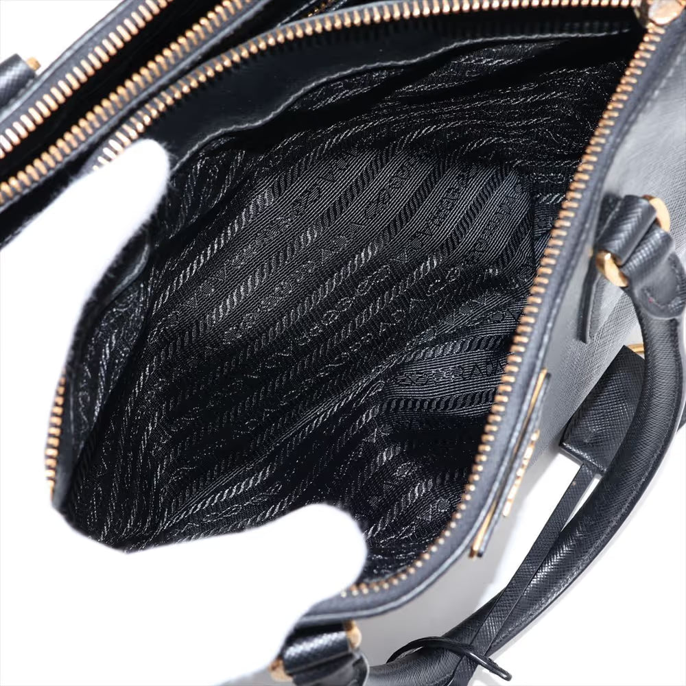 Prada Saffiano Galeria Leather Two-Way Handbag Black