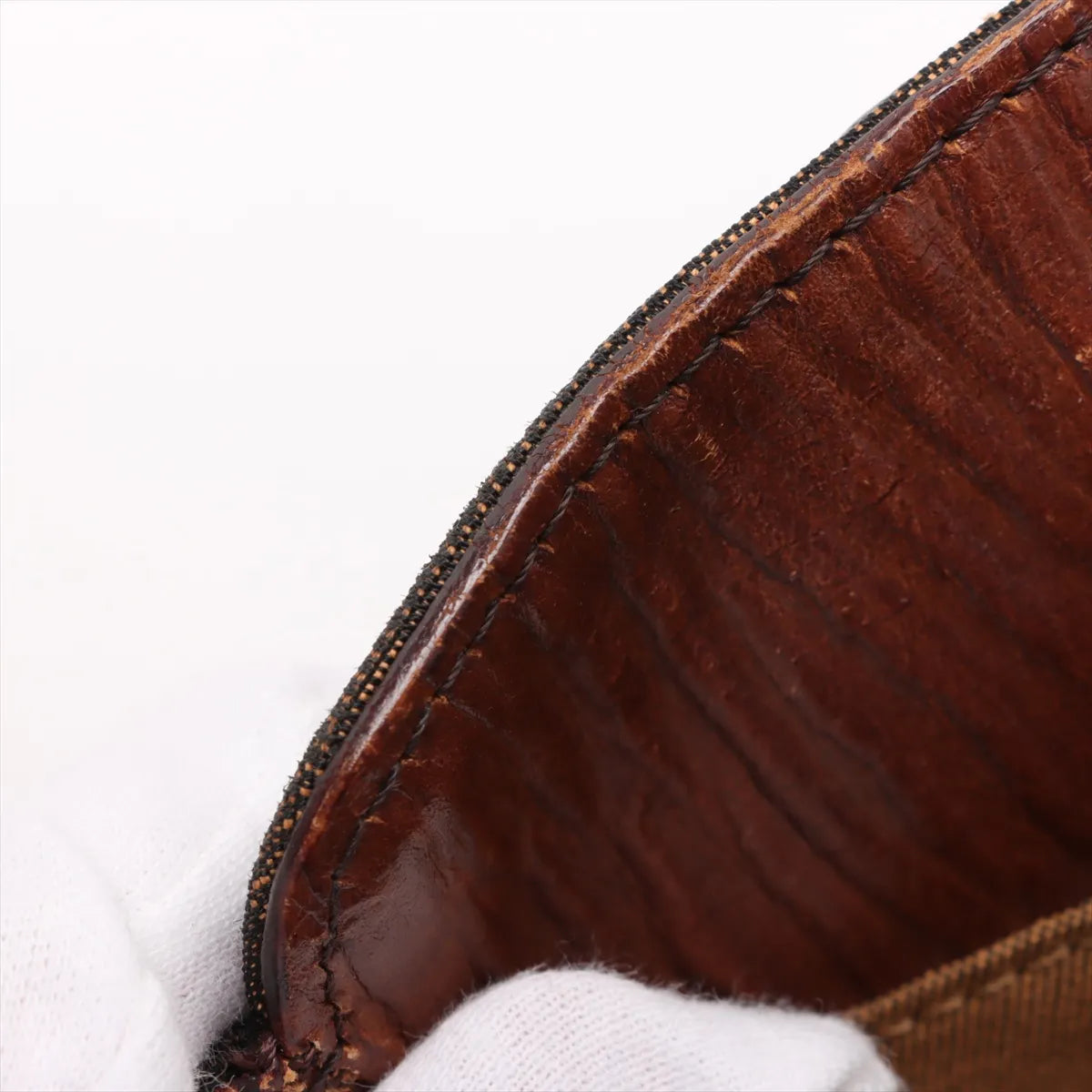 Fendi Zucca Canvas Leather Shoulder Bag Brown