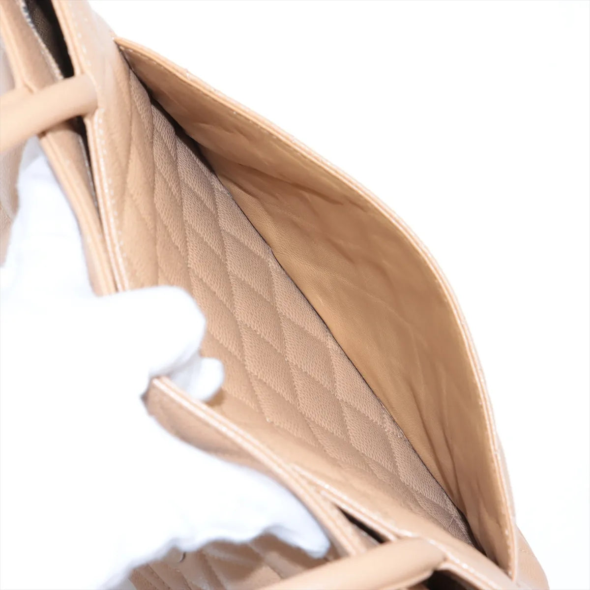 Chanel CC Logo Re-release Caviar Skin Tote Bag Beige