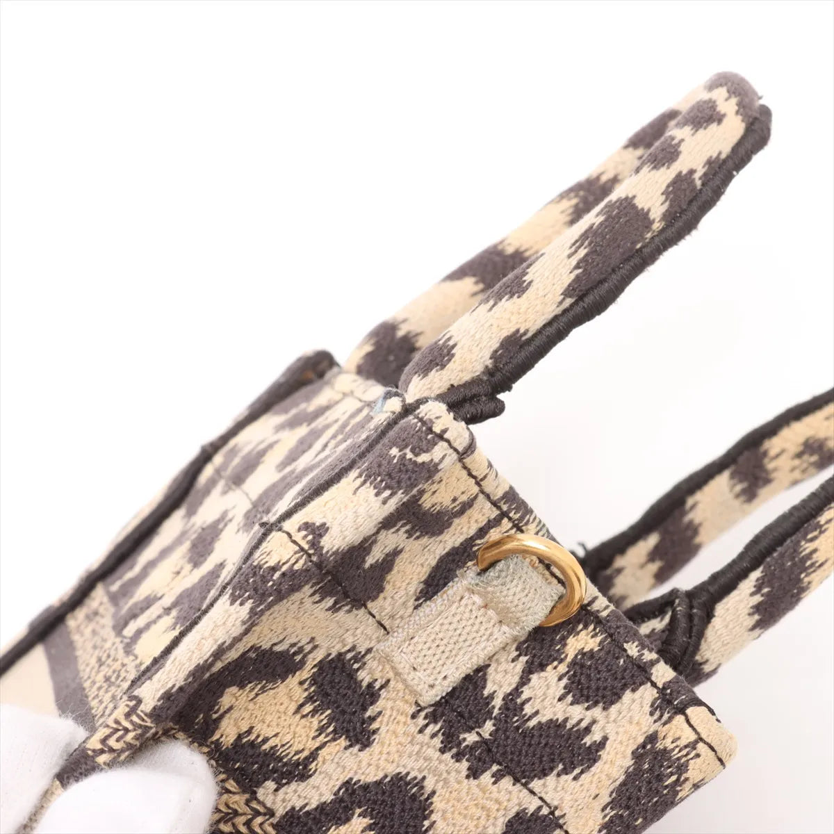 Christian Dior Leopard Vertical Book Tote Canvas Two-Way Handbag