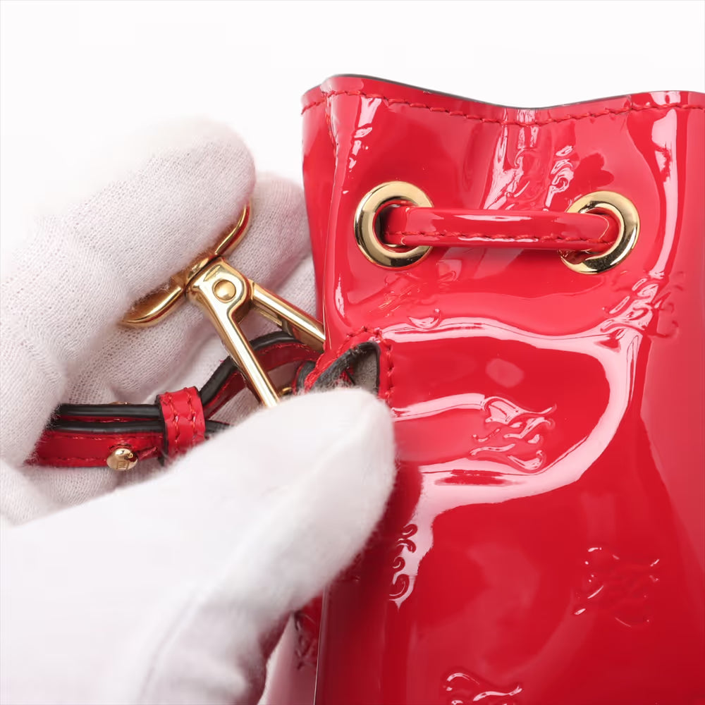 Fendi Mon Tresor Mini Patent Leather Two-Way Shoulder Bag Red