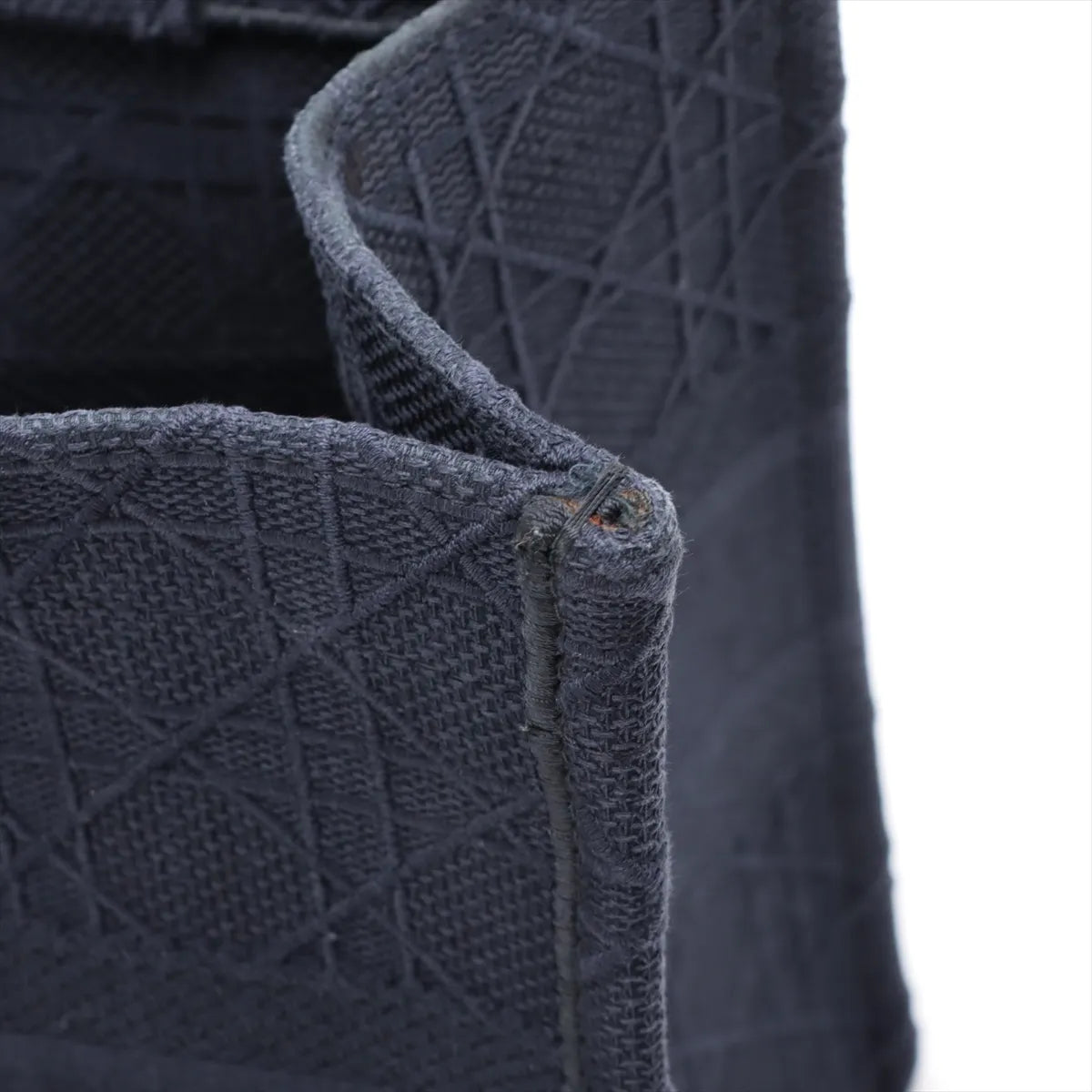 Christian Dior Cannage Book Tote Medium Canvas Bag Navy Blue