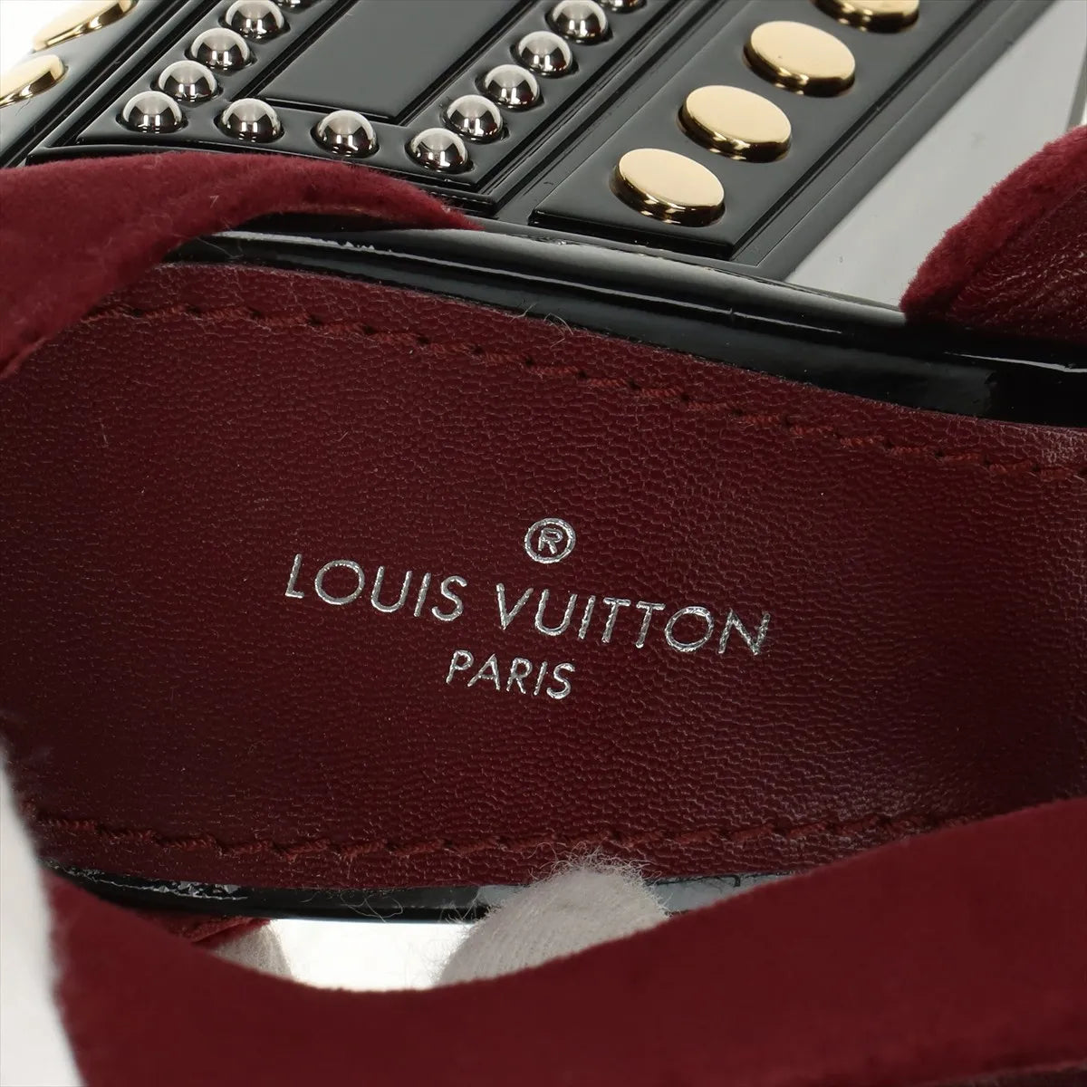 Louis Vuitton Velour Leather Sandals Bordeaux x Black
