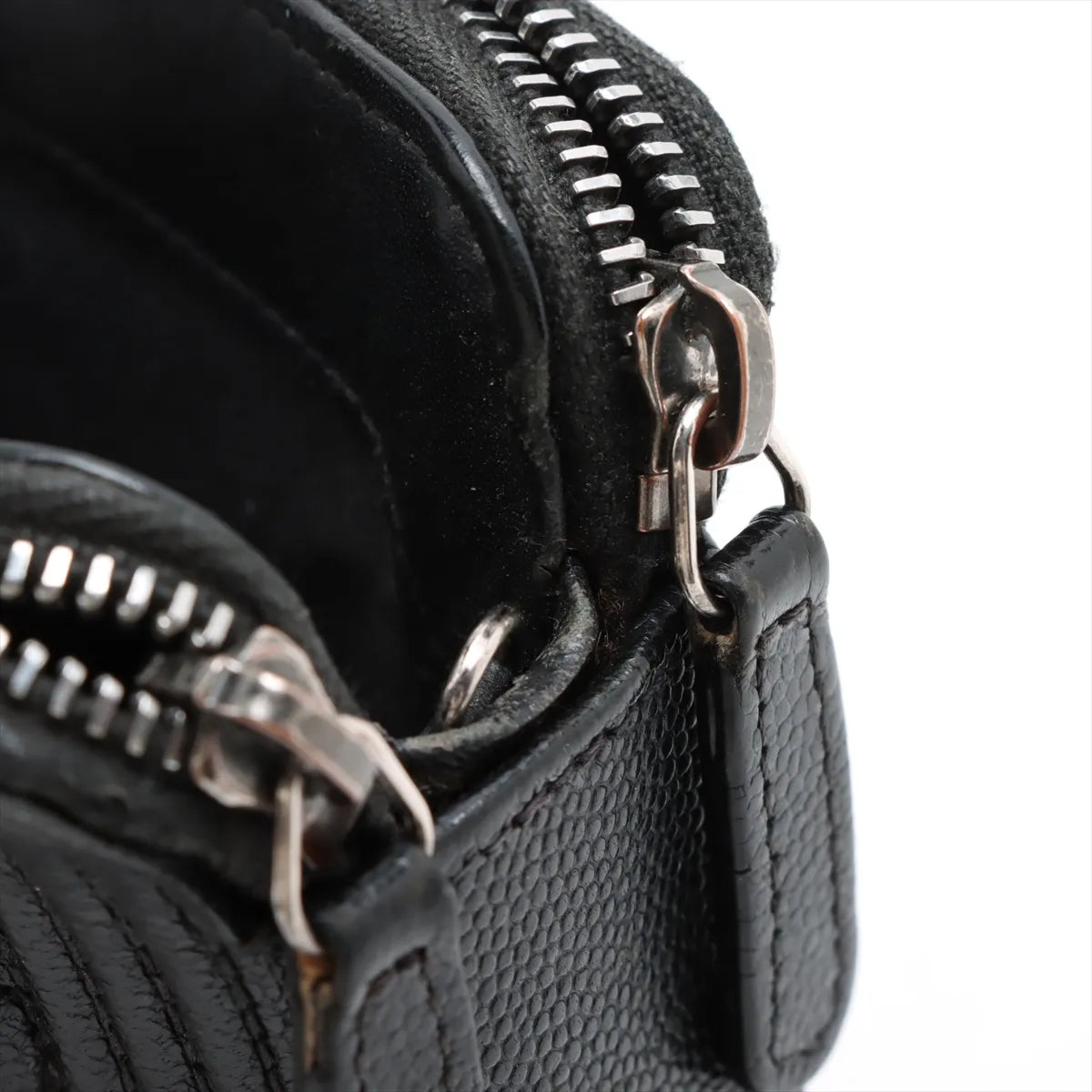 Chanel Boy CC Logo Caviar Skin Chain Zippy Two-Way Wallet Black