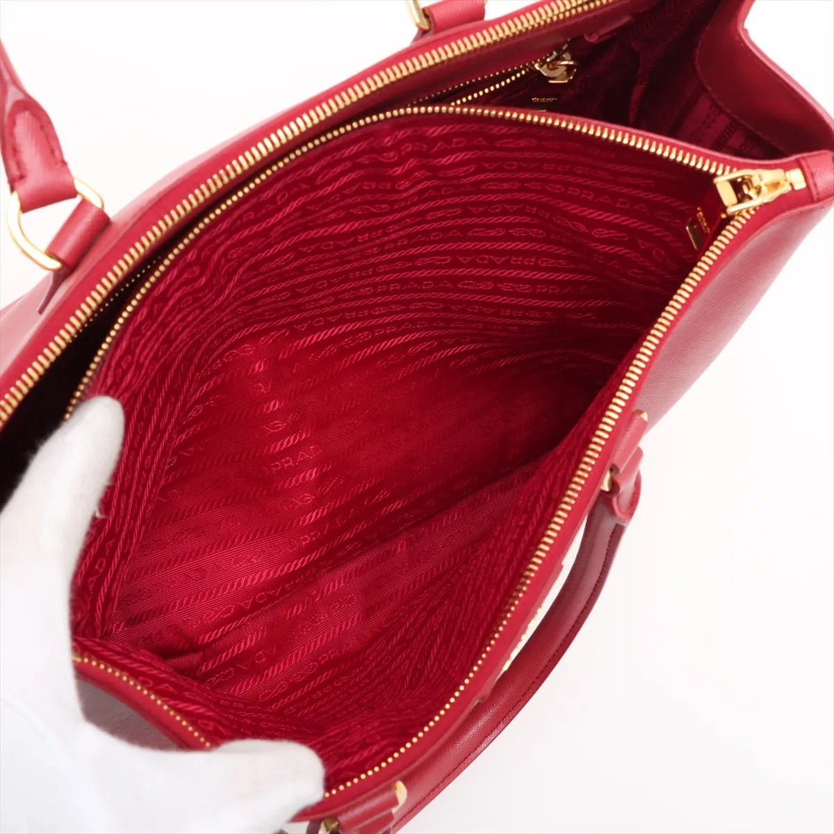 Prada Saffiano Galleria Leather Handbag Red