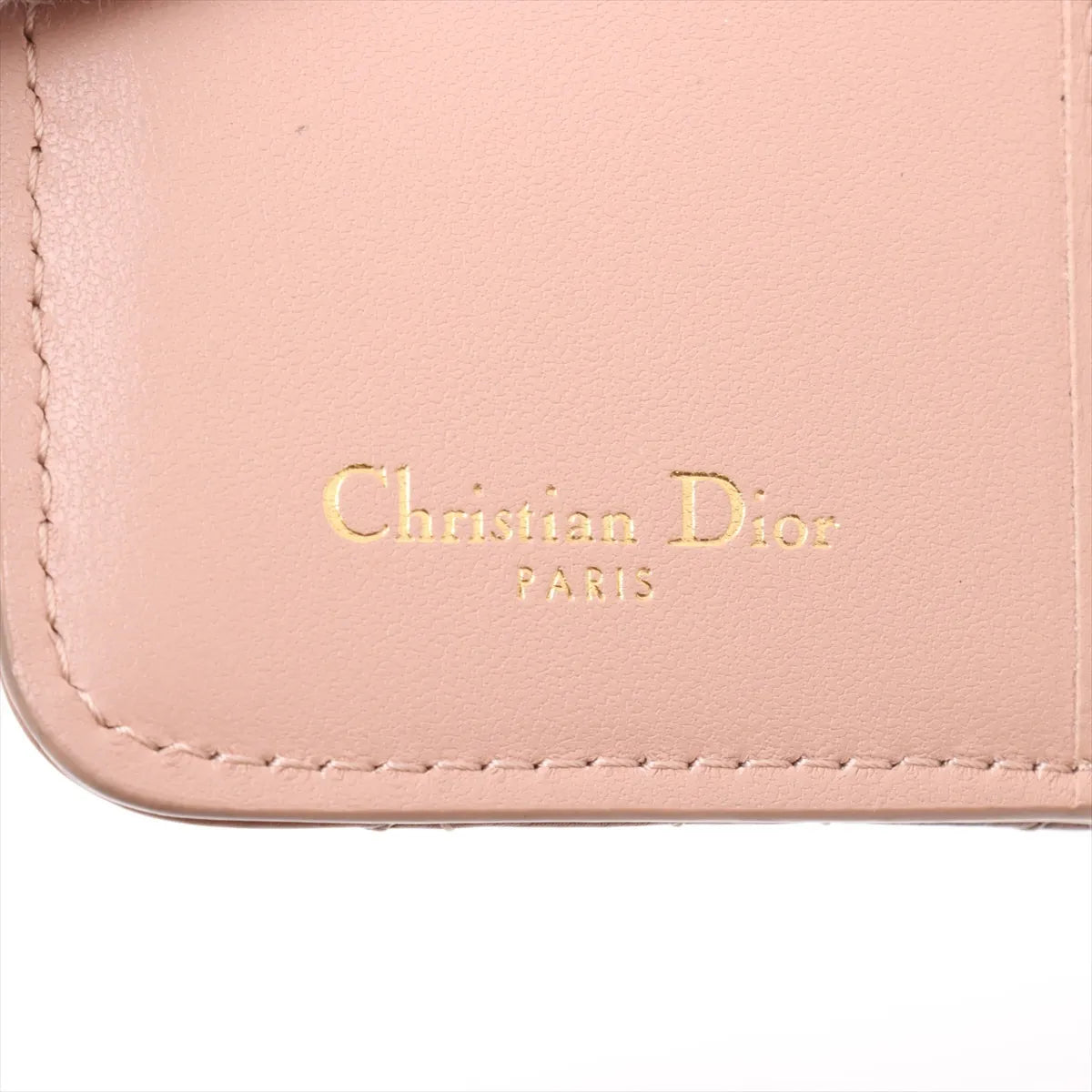 Dior Caro Scarlet Cannage Lambskin Compact Wallet Pink