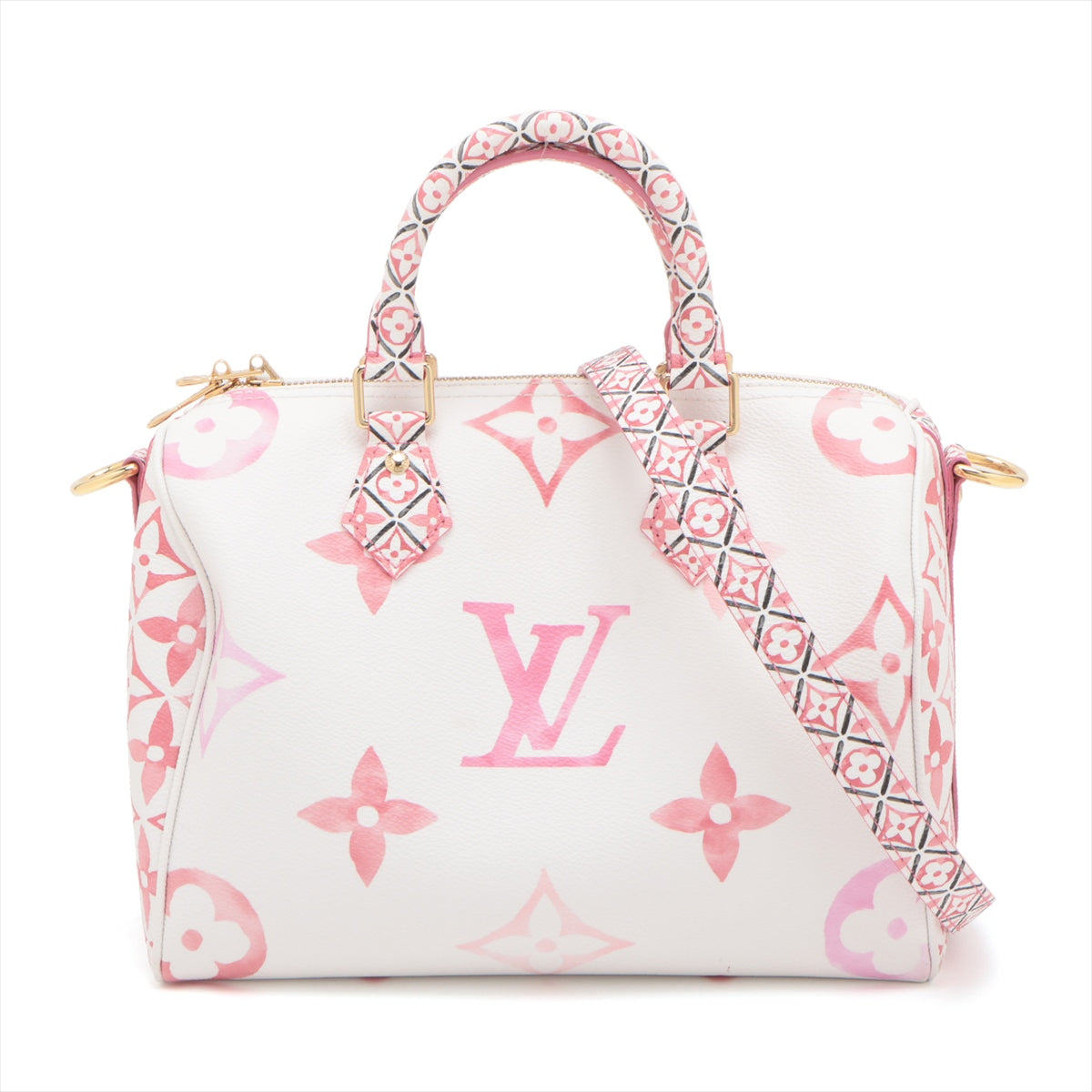 Louis Vuitton Watercolor Giant Monogram By The Pool Speedy 25 Pink Rose x White